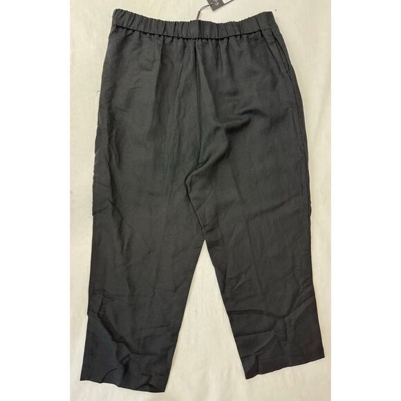 NWT Karl Lagerfeld Linen Blend Pants Black Crop Plus Women's Size 14 - Picture 2 of 9
